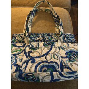 Vera Bradley Mediterranean Blue White Shoulder Bag Tote Retired Rare